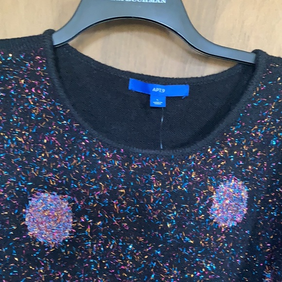 Offer $10 Apt 9 black multi color metallic accent polka dot retro sweater L - Picture 8 of 17